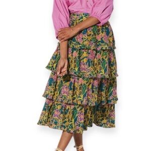 Cleobella Lana Ruffle Tiered Midi Skirt Feminine Romantic organic cotton